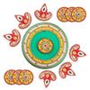 Floor Rangoli Acrylic Handcrafted Indian Traditional Home Dcor for Festival Wedding Party Wall Interior Decoration and Gifting (Red Diya) view 3