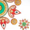 Floor Rangoli Acrylic Handcrafted Indian Traditional Home Dcor for Festival Wedding Party Wall Interior Decoration and Gifting (Red Diya) view 4