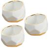 Kate Aspen Geometric Ceramic Planters, Mini Decorative Bowls (Set of 3) Small- Succulent Pots, Modern Decor, Shelf Decor, Desk, Table Dcor, White view 1