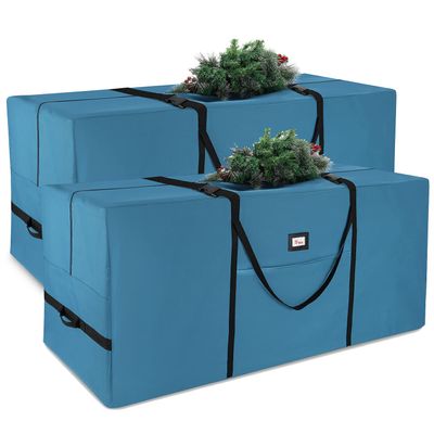 Hearth & Harbor 9 ft Christmas Tree Storage Bag - Artificial Christmas Tree Bag with Reinforced Handles, Dual Zipper, Wide Opening - Large Storage Container for Trees and Decorations, 2 Piece set
