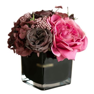 BNNP Artificial Flower Fake Plants Rose Flower Potted Ornaments Artificial Flower Bedroom Bedside Table Bathroom Living Room (Color : A)
