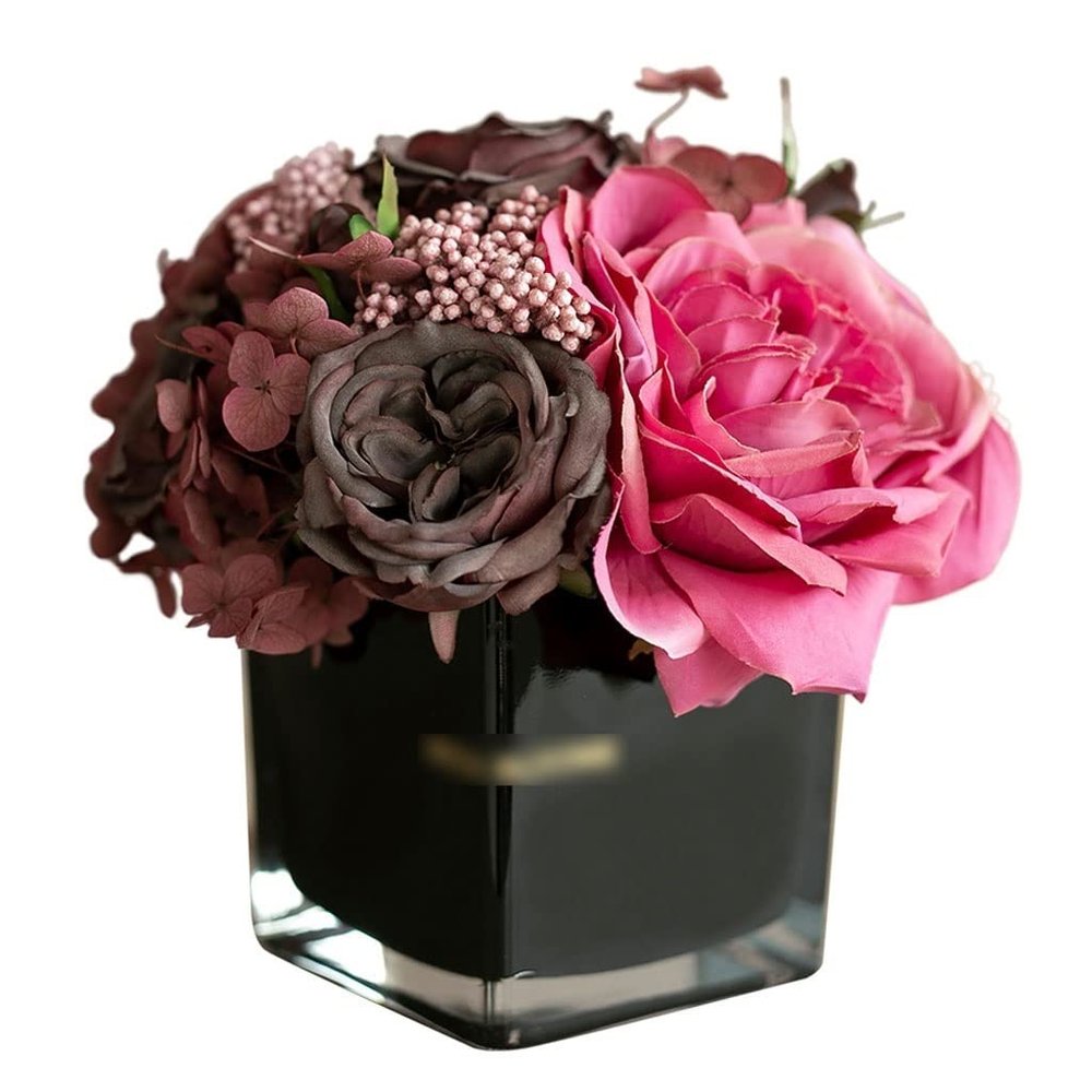 BNNP Artificial Flower Fake Plants Rose Flower Potted Ornaments Artificial Flower Bedroom Bedside Table Bathroom Living Room (Color : A)
