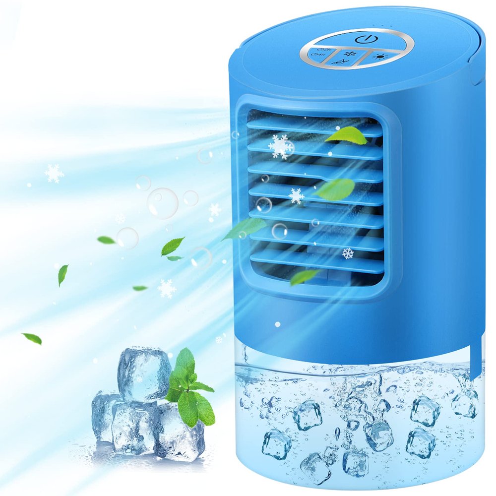 IMIKEYA Personal Air Conditioner: 3 in 1 Portable Air Conditioner Fan, Evaporative Mini Air Conditioner Humidifier With 3 Speeds Air Cooler Desk Misting Cooling Fan for Room Office LED Light