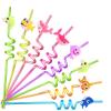 24 Shark Party Favors Reusable Plastic Straws for Boys Girls Kids Baby Swimming Ocean Shark Themed Birthday Party Supplies Decorations with 2 Cleaning Brushes view 1