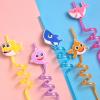 24 Shark Party Favors Reusable Plastic Straws for Boys Girls Kids Baby Swimming Ocean Shark Themed Birthday Party Supplies Decorations with 2 Cleaning Brushes view 2