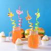 24 Shark Party Favors Reusable Plastic Straws for Boys Girls Kids Baby Swimming Ocean Shark Themed Birthday Party Supplies Decorations with 2 Cleaning Brushes view 3
