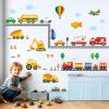 DECOWALL DS-8047 Transports Wall Decals Stickers Kids Peel and Stick Removable Nursery Bedroom Living Construction Boys Childrens Toddler car d?cor playroom playroom Vehicles Truck City Road Baby view 1