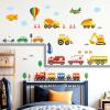 DECOWALL DS-8047 Transports Wall Decals Stickers Kids Peel and Stick Removable Nursery Bedroom Living Construction Boys Childrens Toddler car d?cor playroom playroom Vehicles Truck City Road Baby view 3