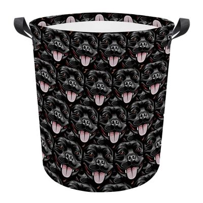 MALIHONG Mash Face Laundry Basket with Handle Stafforshire Bull Terrier Dog Face Animal Fodable Canvas Laundry Hamper Waterproof Fabric Toy Box Clothes Storage Basket Organizer for Bedroom