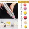 Dualshine Pink Cake Decorating Kit - 6 Russian Piping Icing Nozzles, 3 Cream Scrapers, Stainless Steel Cupcake Frosting Filling Injector view 2