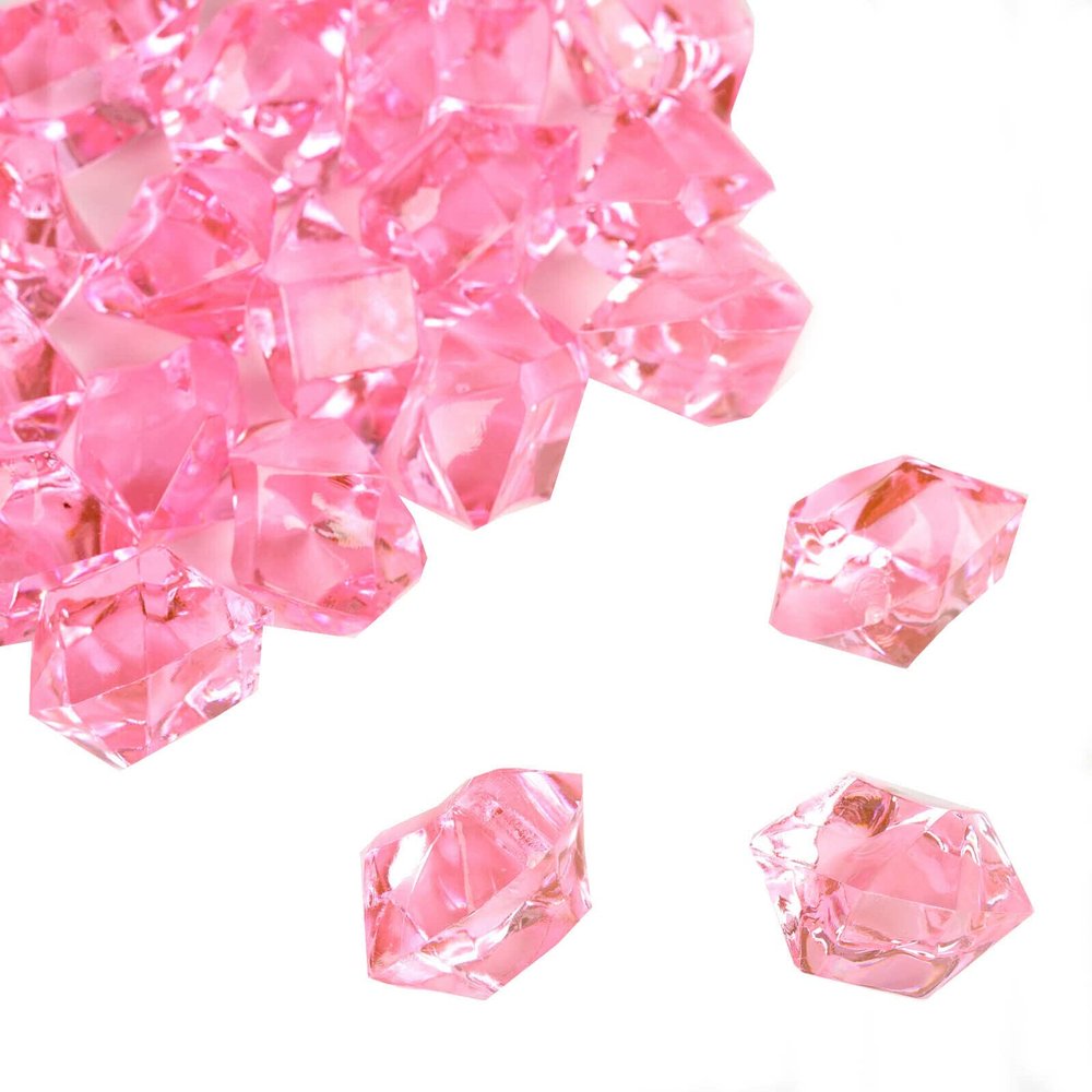 300 Pcs Pink Crystal Like Ice Cubes Wedding Party Tabletop Centerpieces Decorations