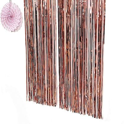 1 Pcs Rose Gold Sparkling Metallic Foil Curtain 3 Ft X 8 Ft Wedding Decoration