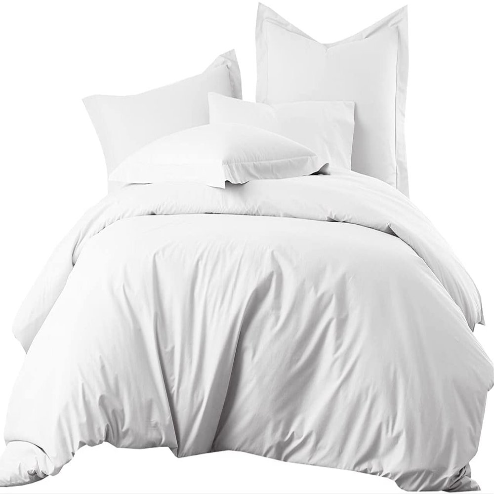 ARlinen White Duvet Covers Queen Size - Washed Duvet Cover, Soft Microfiber Duvet Cover Set 3 Pieces with Zipper Closure, 1 Duvet Cover 90x90 inches and 2 Pillow Shams