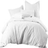 ARlinen White Duvet Covers Queen Size - Washed Duvet Cover, Soft Microfiber Duvet Cover Set 3 Pieces with Zipper Closure, 1 Duvet Cover 90x90 inches and 2 Pillow Shams view 1