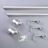 1 Pcs Silver 42-126" Long Adjustable Metal Curtain Rod Set Round Finials Light Gray view 4
