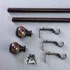 1 Pcs Brown 42-126" Long Adjustable Metal Curtain Rod Set with Marble Finials view 4