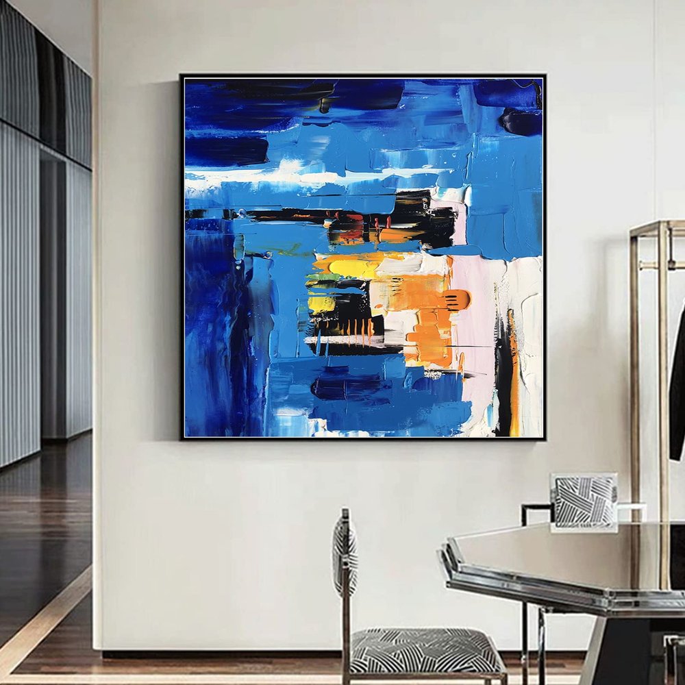 100% Hand-Painted Original Art Oil PaintingOriginal Abstract Oil Painting on Canvas,Original Canvas Large Abstract Wall Art,Textured Painting Office Wall Decor, 45X45 Frameless Unstretched Painting