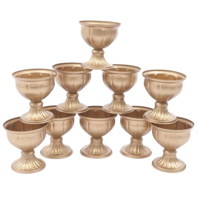 10 Pcs Gold Flowers Vases for Centrepieces, 5.1" Tall Wedding Table Centerpiece Decoration for Reception,Home Flower Stand for Birthday Ceremony Christmas Events,Mini Sized Plant Pots Indoor & Outdoor