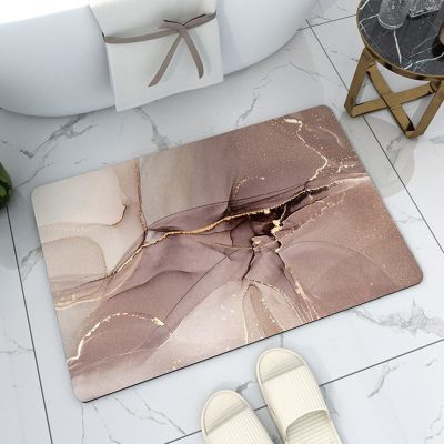 Braiton Nordic Style Bathroom Floor Rugs Super Absorbent Floor Mat Non Slip Soft Quick Dry Bath Mat Rug Rubber Diatom Mud Shower Carpet for Kitchens Living Rooms Bedrooms,Gold,60X90CM
