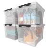 Afromy 50 Qt. Plastic Storage Bins with Lids, Large Stackable Storage Containers for Organizing Clear Durable Storage Box, 4 Packs view 1