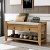 Merax Classic Wood Entryway Bench with Shoe Storge Wood Bench for Hallway Front Door Old Pine with Drawers and Seat Cushion Old Pine view 1