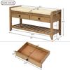 Merax Classic Wood Entryway Bench with Shoe Storge Wood Bench for Hallway Front Door Old Pine with Drawers and Seat Cushion Old Pine view 2