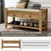 Merax Classic Wood Entryway Bench with Shoe Storge Wood Bench for Hallway Front Door Old Pine with Drawers and Seat Cushion Old Pine view 4