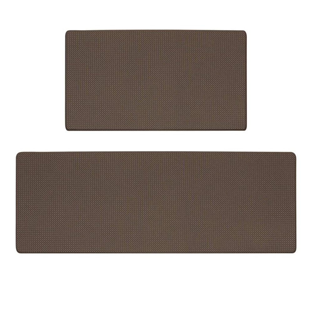 Braiton Kitchen Mat Comfort Anti-Fatigue Floor Mat Thick Waterproof Washable Non Slip Rubber Padded Kitchen Sink Mats 2 PCS Heavy Duty Comfort Standing Mats,Brown,45X75cm+45X150cm