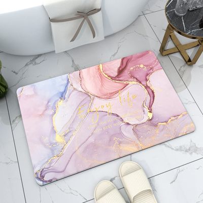 Braiton Nordic Style Bathroom Floor Rugs Super Absorbent Floor Mat Non Slip Soft Quick Dry Bath Mat Rug Rubber Diatom Mud Shower Carpet for Kitchens Living Rooms Bedrooms,Pink,60X90CM