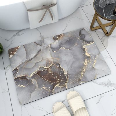 Braiton Nordic Style Bathroom Floor Rugs Super Absorbent Floor Mat Non Slip Soft Quick Dry Bath Mat Rug Rubber Diatom Mud Shower Carpet for Kitchens Living Rooms Bedrooms,Gray 3,60X90CM