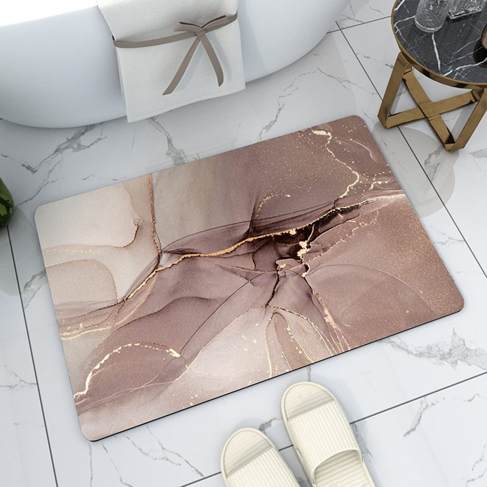 Braiton Nordic Style Bathroom Floor Rugs Super Absorbent Floor Mat Non Slip Soft Quick Dry Bath Mat Rug Rubber Diatom Mud Shower Carpet for Kitchens Living Rooms Bedrooms,Gold,80X120CM
