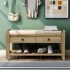 Merax Classic Wood Shoe Storage Bench for Entryway Hallway Front Door Bench with Shoe Self and Seat Cushion Gray Wash view 1