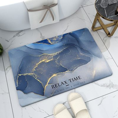 Braiton Nordic Style Bathroom Floor Rugs Super Absorbent Floor Mat Non Slip Soft Quick Dry Bath Mat Rug Rubber Diatom Mud Shower Carpet for Kitchens Living Rooms Bedrooms,Blue 2,80X120CM