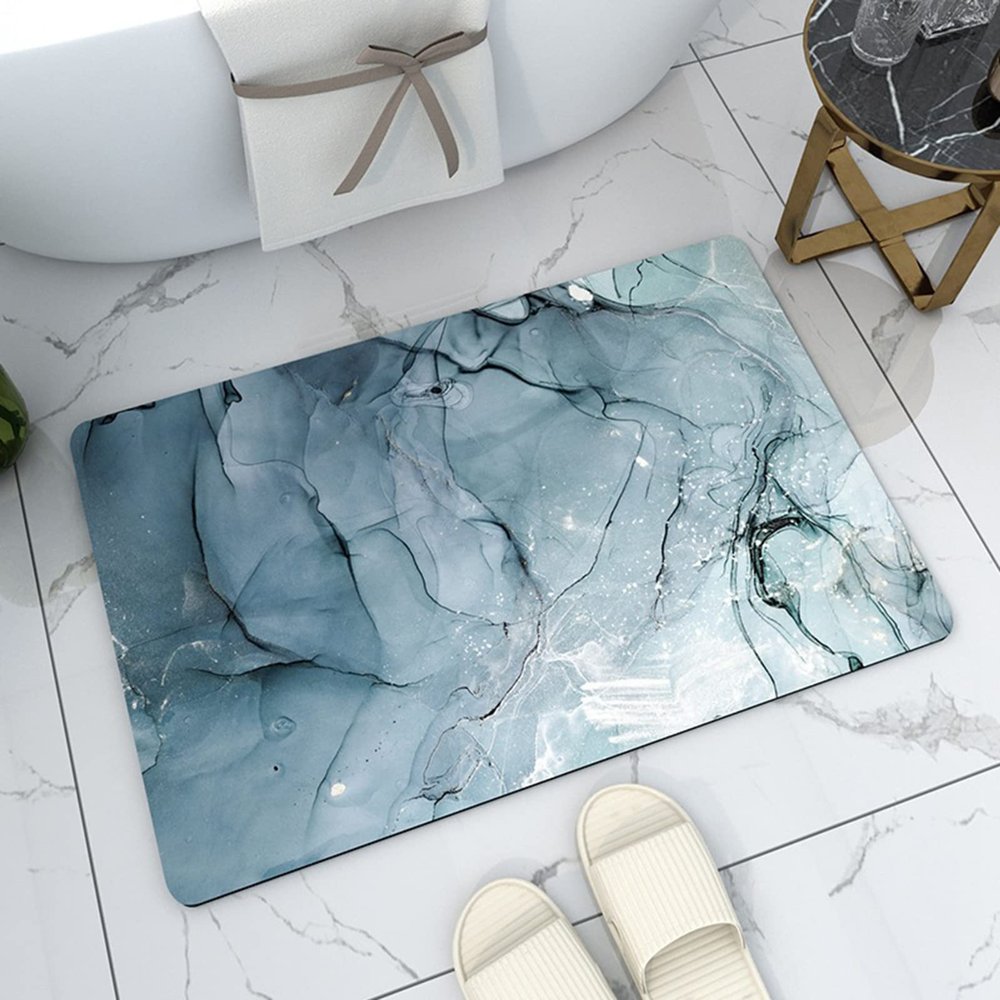 Braiton Nordic Style Bathroom Floor Rugs Super Absorbent Floor Mat Non Slip Soft Quick Dry Bath Mat Rug Rubber Diatom Mud Shower Carpet for Kitchens Living Rooms Bedrooms,Green,60X90CM
