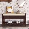 Merax Modern Wood Shoe Rack Bench with Storage and Seat Cushion Entryway Bench with Shoe Shelf Espresso view 1