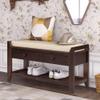 Merax Modern Wood Shoe Rack Bench with Storage and Seat Cushion Entryway Bench with Shoe Shelf Espresso view 3