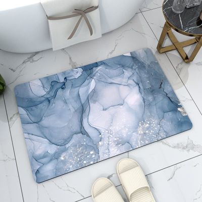 Braiton Nordic Style Bathroom Floor Rugs Super Absorbent Floor Mat Non Slip Soft Quick Dry Bath Mat Rug Rubber Diatom Mud Shower Carpet for Kitchens Living Rooms Bedrooms,Blue 1,80X120CM