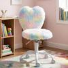 DM Furniture Cute Fuzzy Kids Chair Comfy Study Desk Chair Furry Studing Computer Task Chairs Faux Fur Swivel Vanity Chairs for Girls Bedroom, Multi-Color view 1