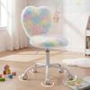 DM Furniture Cute Fuzzy Kids Chair Comfy Study Desk Chair Furry Studing Computer Task Chairs Faux Fur Swivel Vanity Chairs for Girls Bedroom, Multi-Color view 4