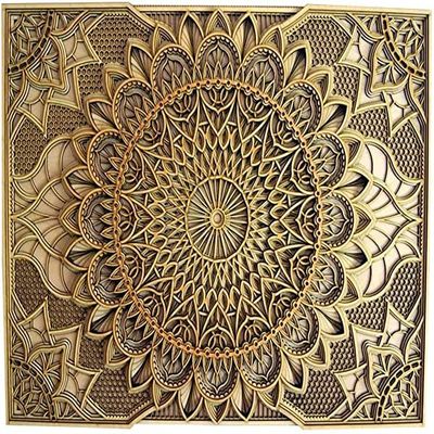 BHDecor Home Wall Decor  Multilayered Laser Cut Carved Elegant Wooden Mandala Hanging MDF Panels for Decoration - Rustic Contemporary Artwork 10.6 x 7.9 inch(27x20cm), Natural Wood