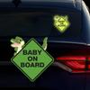 Baby on Board Sticker for Cars, Nouiroy 2PCS Crocodile Pattern Kids on Board Strong Reflective Cute Alligator Baby in Car Decals and Stickers Baby Car Window Bumper Sign Auto Vinyl Sticker, Green view 1