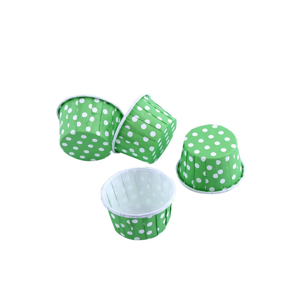 100pcs Paper Cake Cupcake Liner Case Wrapper Muffin Baking Cup for Party Wedding XMAS Baking Tools Accessories Cup(Green Polka Dots)