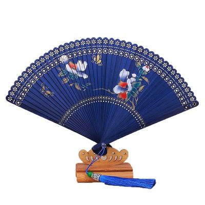 XXZY Handmade Folding Fan Handheld Folding Fan Chinese Style Full Bamboo Hand Fan for Women Portable Craft Fan with Fringe Design Home Decorations Party Party