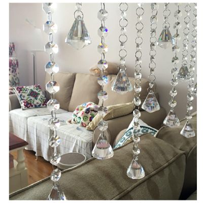 ZHANGQINGXIU Crystal Beaded Curtains, Doorway Divider Arched String Beads Curtain Room Partition Drapes Door Strand Hunging Improve Home Layout for Home Decorative and Parties