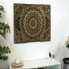 BHDecor Home Wall Decor  Multilayered Laser Cut Carved Elegant Wooden Mandala Hanging MDF Panels for Decoration - Rustic Contemporary Artwork 10.6 x 7.9 inch(27x20cm), Black/Gold view 1
