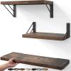 BAYKA Wall Shelves for Bedroom Decor, Floating Shelves for Wall, Display Mounted Rustic Wood Shelf for Books,Plants,Corner Shelves for Bathroom,Kitchen,Living Room(Rustic Brown,Set of 3) view 1