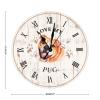 Love My Pug Wooden Clock Puppy Round Wall Clock 12inch Silent Non-Ticking Battery Operated Home Hanging Clock for Bedroom Living Room Decor Office Kitchen view 2