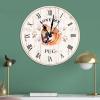 Love My Pug Wooden Clock Puppy Round Wall Clock 12inch Silent Non-Ticking Battery Operated Home Hanging Clock for Bedroom Living Room Decor Office Kitchen view 4