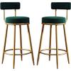 AXWT Breakfast Stools Metal Bar Stools Set of 2 Counter Height, Modern Velvet Barstools Round Kitchen Stools Dining Chairs with Upholstered Backs for Pub Kitchen view 3