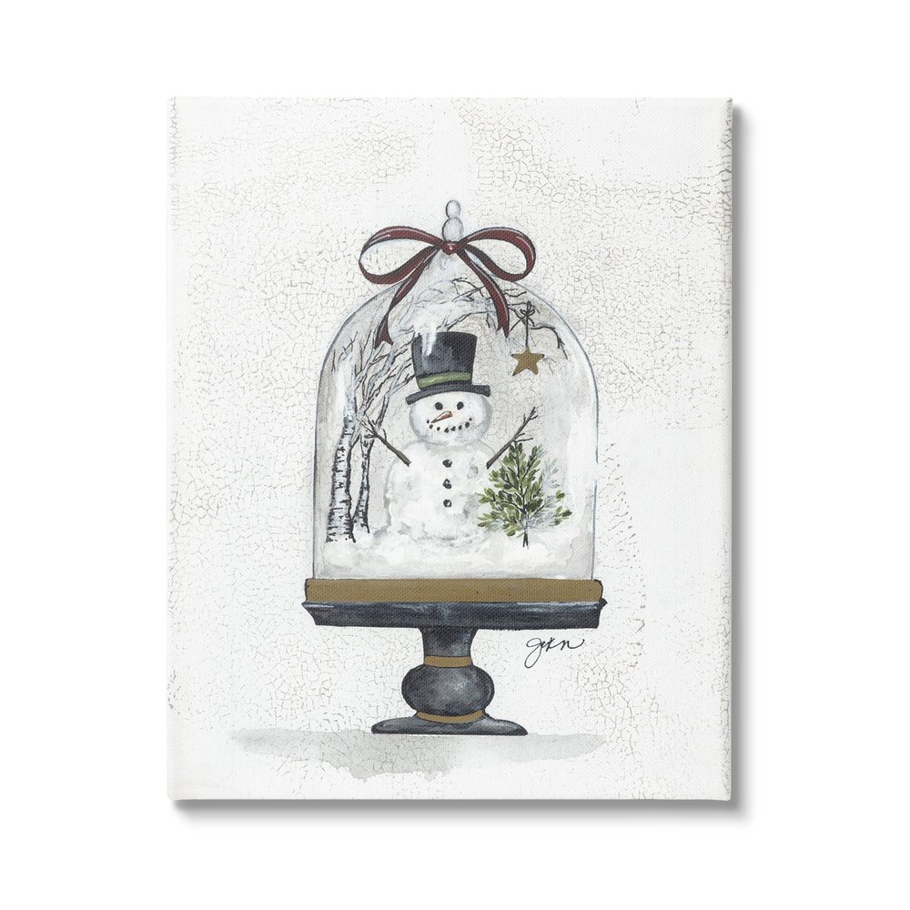 Stupell Industries Snowman Winter Scenery Snow Globe Rustic Detail,Design by Julie Norkus